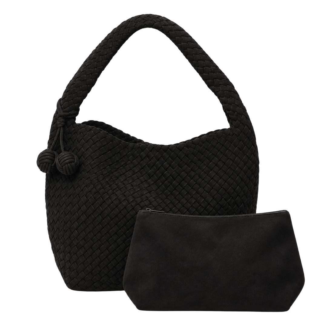 Zia Suede Shoulder Bag – Black thumbnail 2