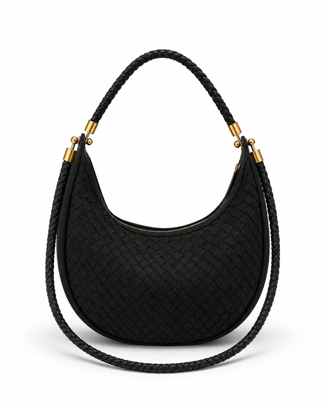 Lizzie Suede Dual Handle Bag – Classic Black