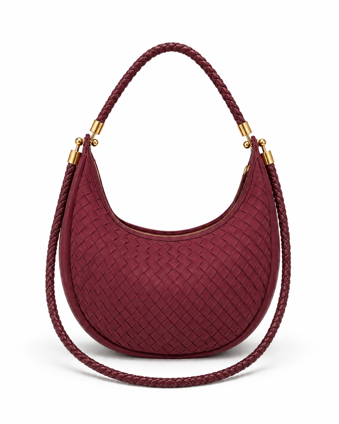Lizzie Suede Dual Handle Bag – Burgundy