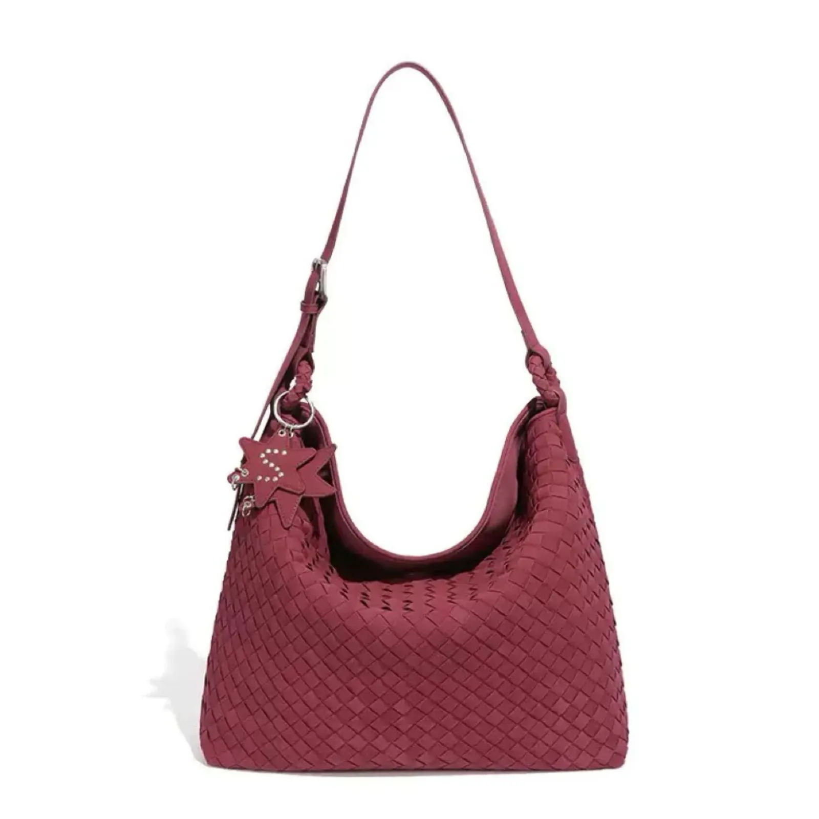 Orlo Suede Slouchy Bag – Burgundy