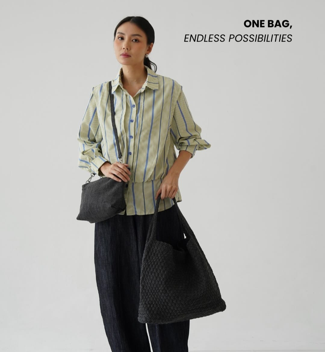 Denim Hobo Bag – Black thumbnail 5