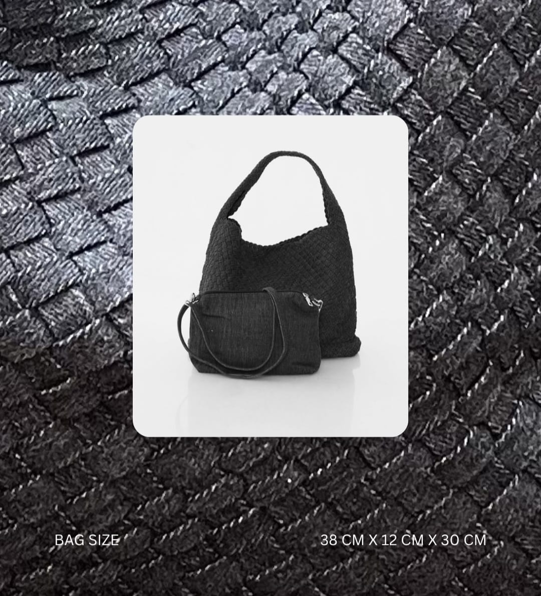 Denim Hobo Bag – Black thumbnail 2