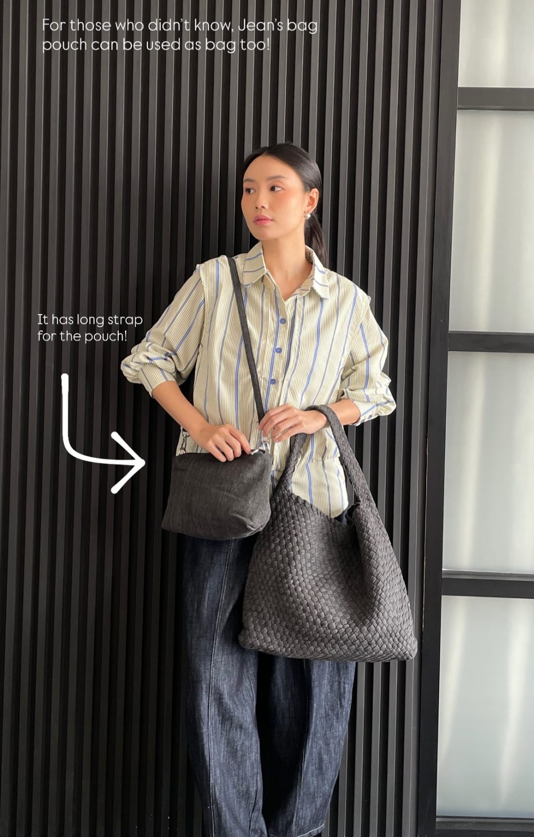 Denim Hobo Bag – Black thumbnail 3