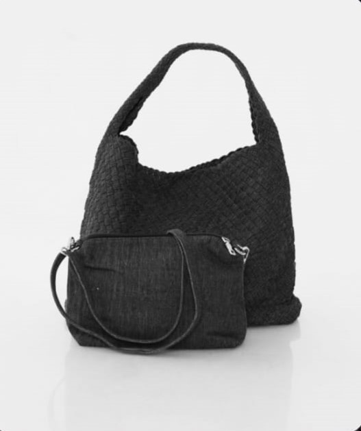 Denim Hobo Bag – Black